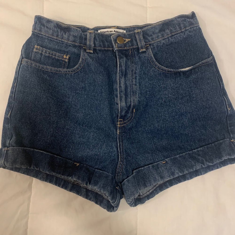 American Apparel High-Waist cuffed denim shorts
